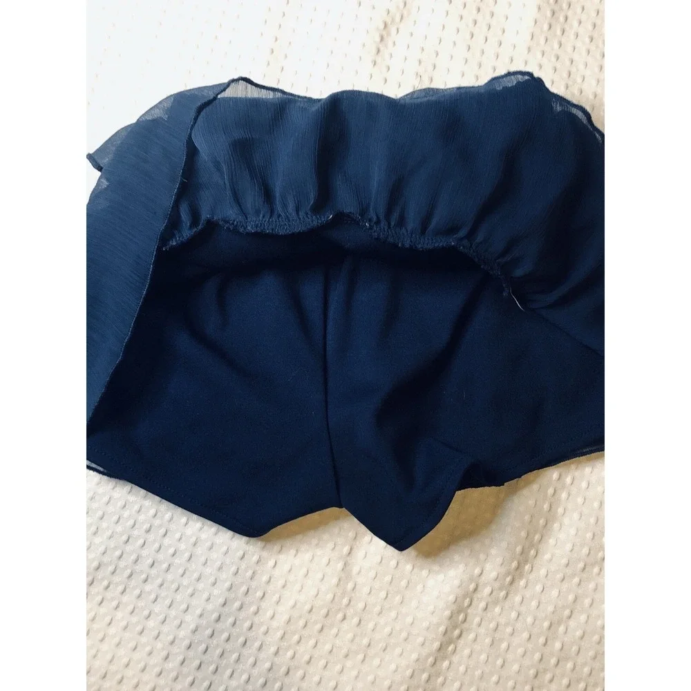 Juicy Couture Girls Size 6/7 Navy Blue Tiered Ruffle Skort Shorts Bow Detail